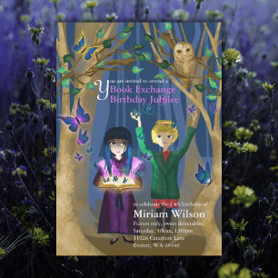 Convite de Aniversário Troca de Livros Coruja & Bo