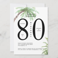 Convite de aniversário tropical 80