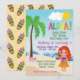 Convite de Aniversário Tropical Beach Aloha Luau