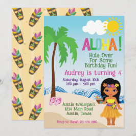 Convite de Aniversário Tropical Beach Aloha Luau