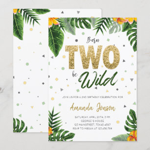 Convite de Aniversário Tropical Born Two Be Wild