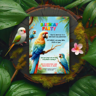 Convite de aniversário tropical da selva para cria