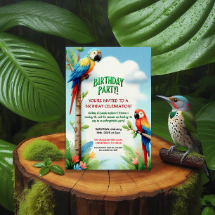 Convite de aniversário tropical da selva para cria