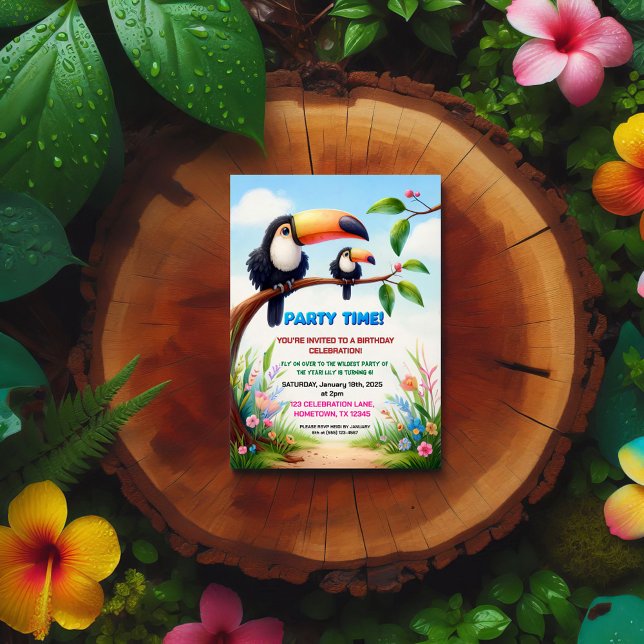 Convite de aniversário tropical da selva para cria (Criador carregado)