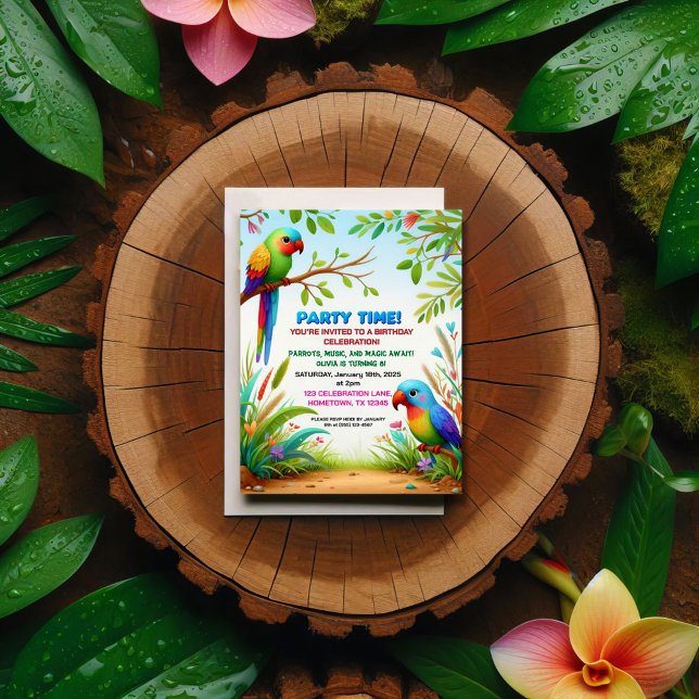 Convite de aniversário tropical da selva para cria (Criador carregado)