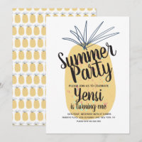 Convite de Aniversário Tropical de Abacaxi Orgânic