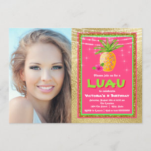 Convite de aniversário Tropical Havaiana de Luau