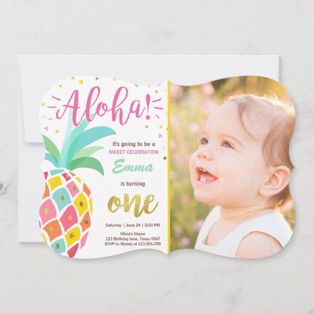 Convite de aniversário Tropical Luau Hawaii (Frente)