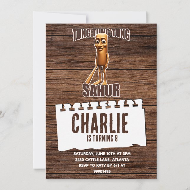 Convite de aniversário Tung tung sahur (Frente)