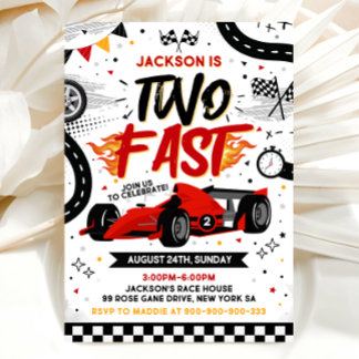 Convite de Aniversário Two Fast, Convite de Carro