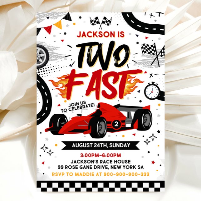 Convite de Aniversário Two Fast, Convite de Carro  (Criador carregado)