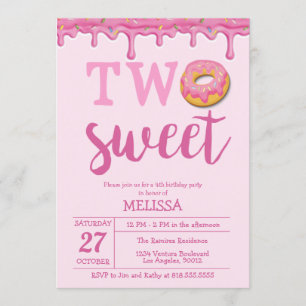 Convite de Aniversário Two Sweet