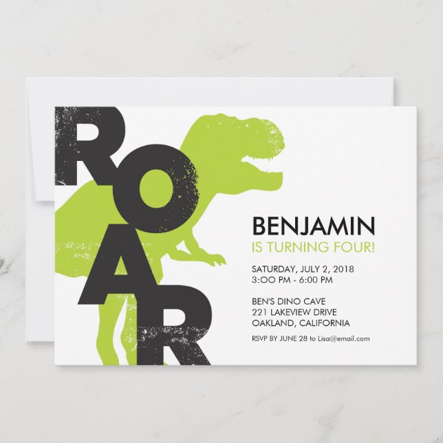 Convite de aniversário Tyrannosaurus Dinosaur (Frente)