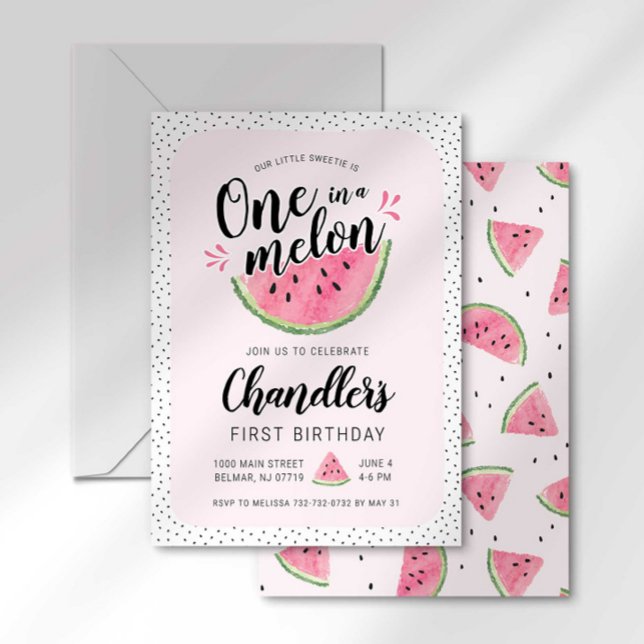 Convite de Aniversário Um em um Melão (Criador carregado)