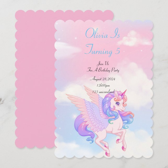 CONVITE DE ANIVERSÁRIO UNICORN (Frente/Verso)