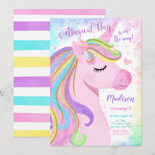 Convite de aniversário Unicorn