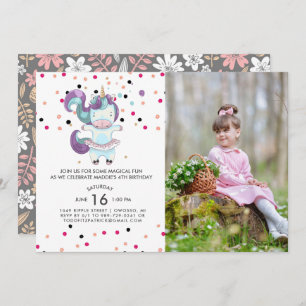 Convite de aniversário Unicorn Ballerina