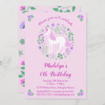 Convite de aniversário Unicorn Rosa
