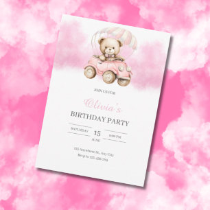 Convite de Aniversário Urso de Pelúcia Aquarela em