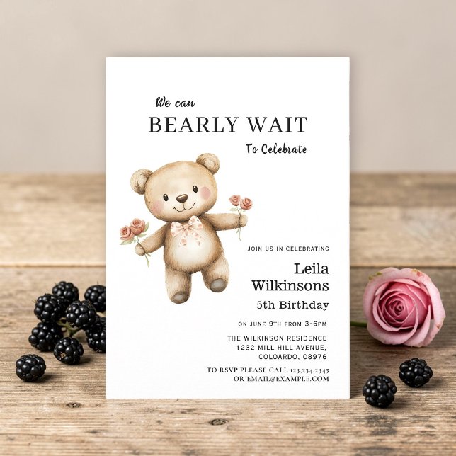 Convite de Aniversário Urso Teddy Bear Mal Posso E (Criador carregado)