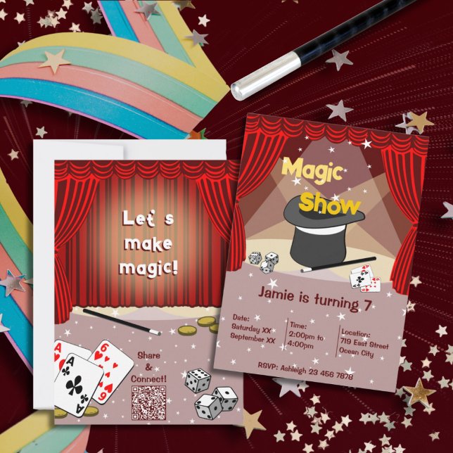 Convite de aniversário vamos Do Magic Kids (Let's Do Magic Kids 7th Birthday Party Invitation)