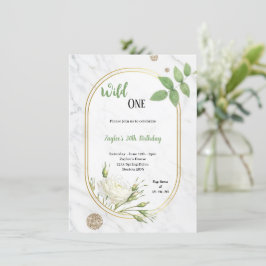 Convite de aniversário verde-adulto e branco