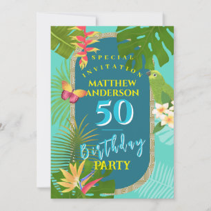 Convite de Aniversário Verde Água de 50 anos Paraí