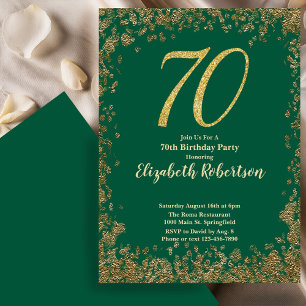 Convite de Aniversário Verde Elegante 70º Aniversá