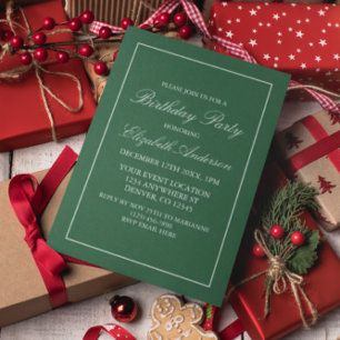 Convite de Aniversário Verde Minimalista Clássico