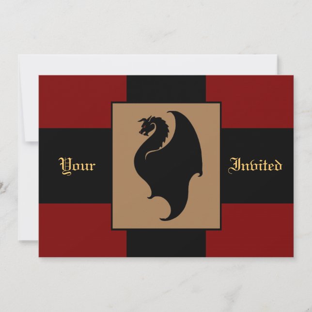 Convite de aniversário vermelho do cavaleiro do (Frente)