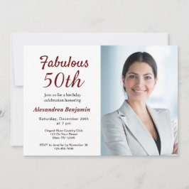 Convite de aniversário Vermelho Fabuloso de 50ª Fo