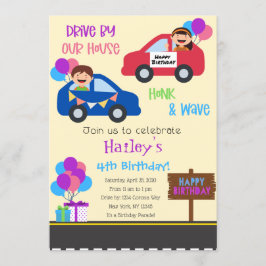 Convite de aniversário Vertical da Parada do Carro