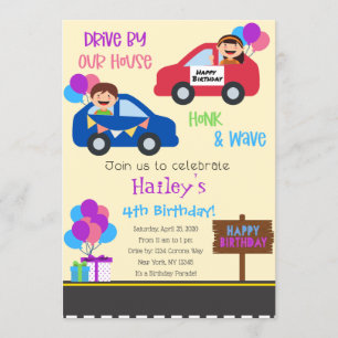 Convite de aniversário Vertical da Parada do Carro