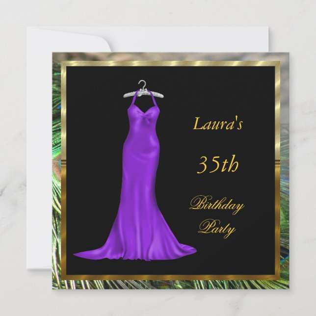 Convite de Aniversário Vestido roxo (Frente)