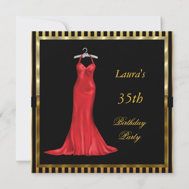 Convite de Aniversário Vestido Vermelho (Frente)