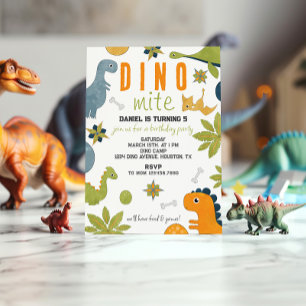 Convite de Aniversário Vibrante Dino-Mite