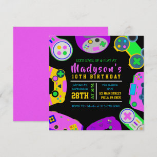 Convite de aniversário VIDEO GAMER GAMER Girl