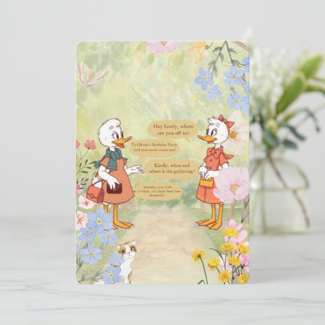 Convite de aniversário Vintage (Em pé/Frente)