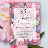 Convite de aniversário Vintage Floral 55th