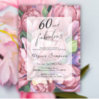Convite de aniversário Vintage Floral 60th