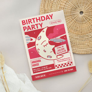 Convite de aniversário Vintage Moon