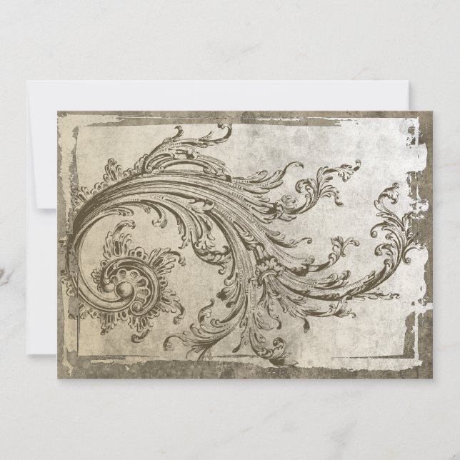 Convite de Aniversário Vintage Steampunk Flourish (Frente)