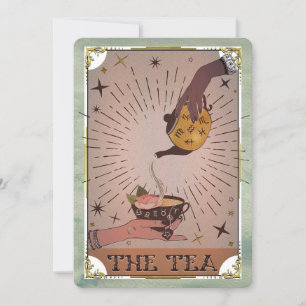 Convite de Aniversário Vintage Tea Tarot Bule Brux
