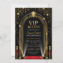 Convite de Aniversário VIP Tapete Vermelho Hollywo