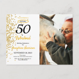Convite de Aniversário Virtual 50 & Fabuloso em Ou