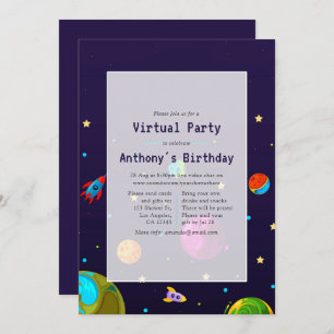 Convite de aniversário Virtual de Espaço