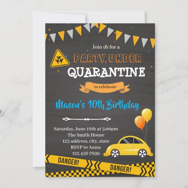 Convite de Aniversário Virtual de Quarentena (Frente)