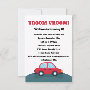 Convite de aniversário Vroom Cars