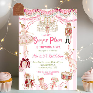 Convite de aniversário Whimsy Stripes Sugarplum