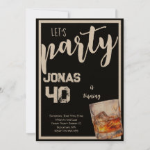 Convite de aniversário Whiskey para adultos